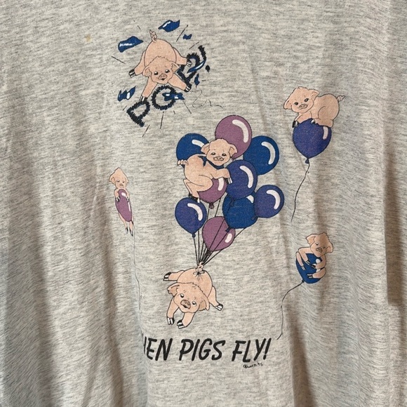 Vintage 1995 When Pigs Fly Single Stitch Graphic Tee Size Large - Picture 1 of 10